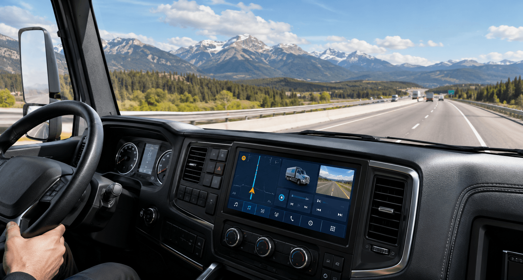 Rugged vehicle display installed in a commercial vehicle dashboard