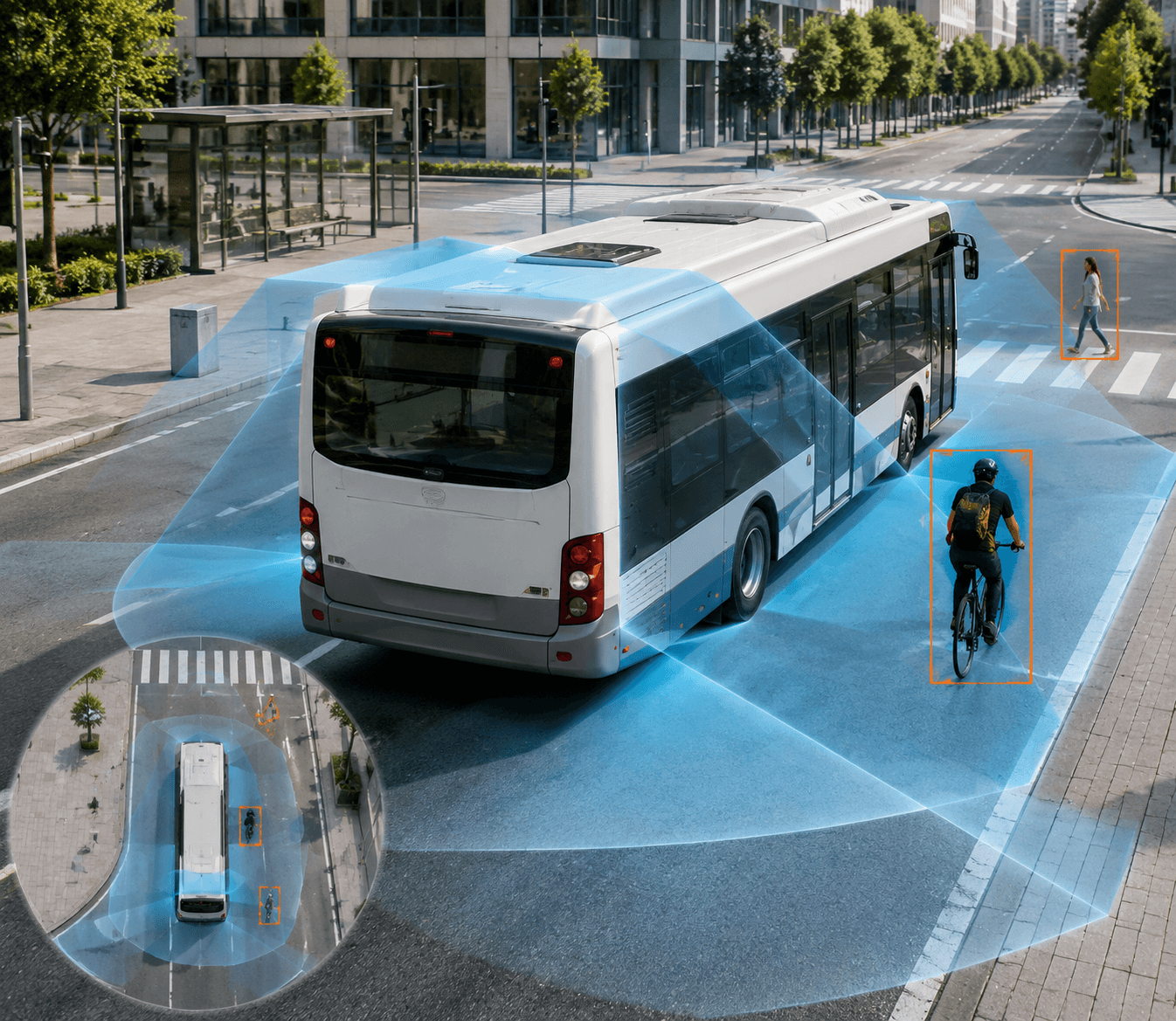Surround-view safety system coverage around a commercial vehicle