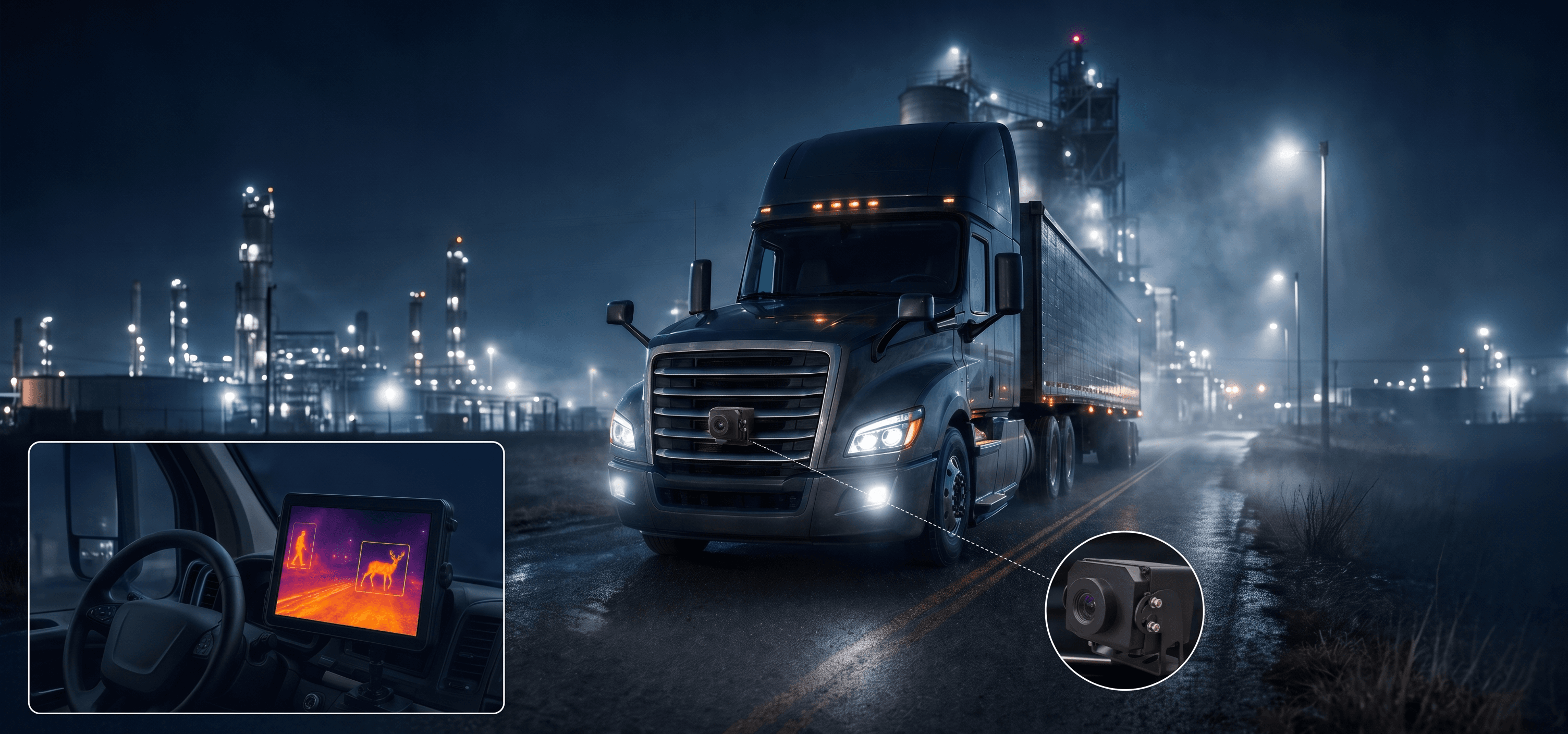 Thermal imaging system for low-visibility commercial vehicle safety