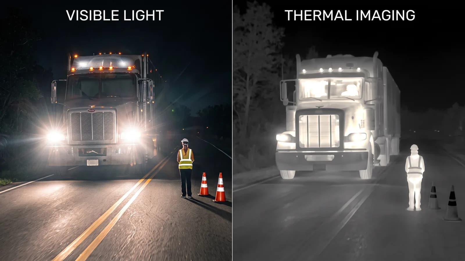Truck thermal camera application for headlight glare driving conditions