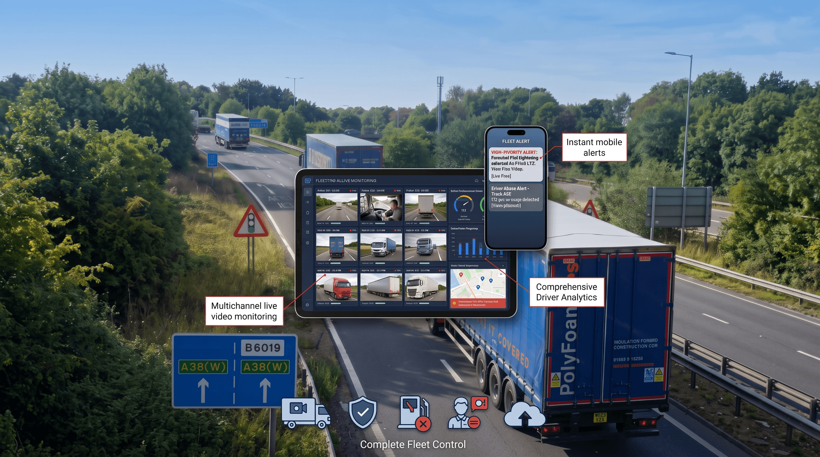 Fleet alerts and video event review interface
